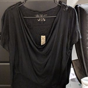 Faded Glory Black Lace Cowl Blouse